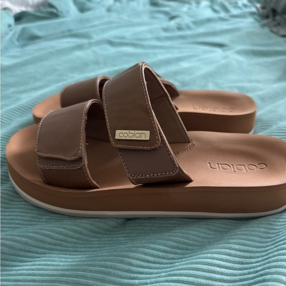 Cobian Brown Dual-Strap Slide Sandals